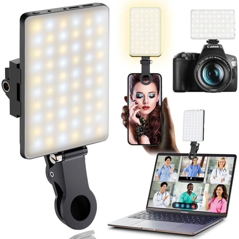Photography Lighting Spotlight - LED Portable Clip-on Selfie Light; Video